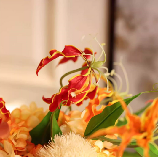 Anthurium Rouge – French-American Vintage Faux Floral Sideboard Accent