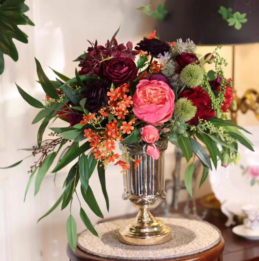 Heritage Rose Medley – Original European Vintage Faux Flower Bouquet