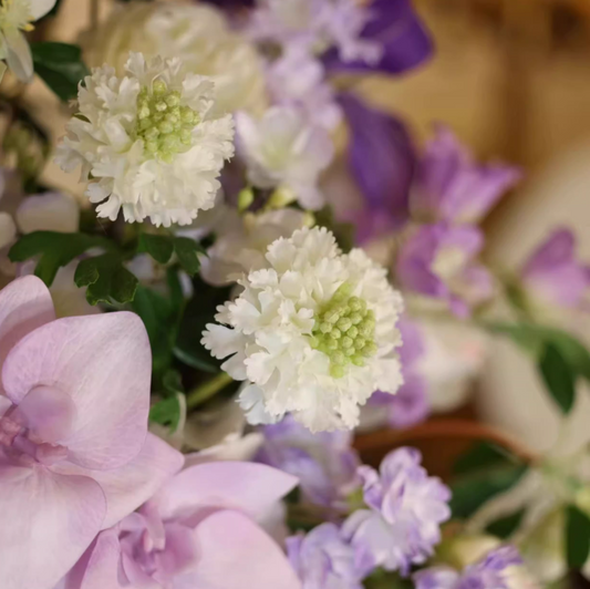 Silver Muse Flower Pail – Morandi Tone Faux Floral Arrangement