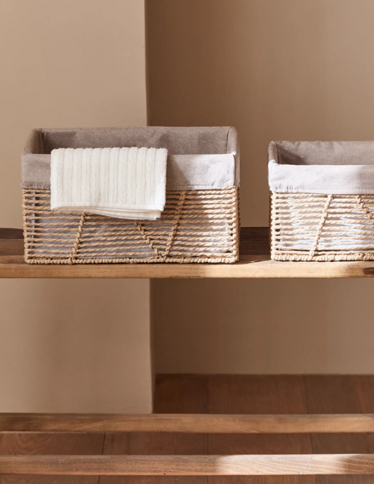 Hotel Style Storage Basket – Handwoven Faux Rattan Organizer