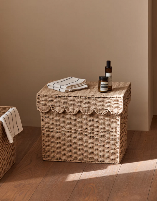 Nordic Paper-Weave Storage Basket – Lidded Organizer for Home