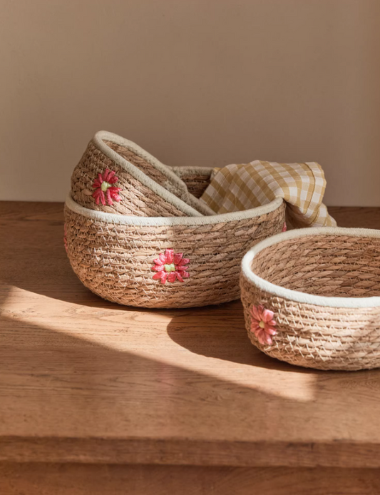 Round Grass Weave Basket – Coffee Table Fruit & Snack Organizer