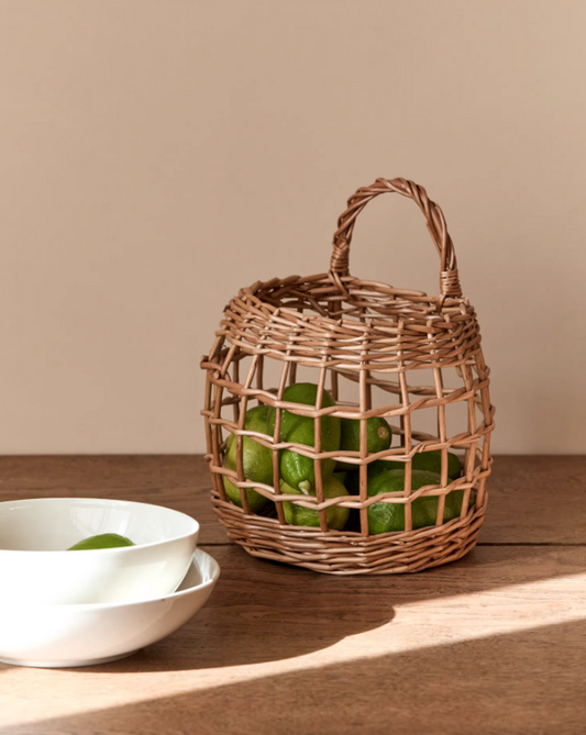Vintage Market Basket – Small Handwoven Fruit & Egg Basket