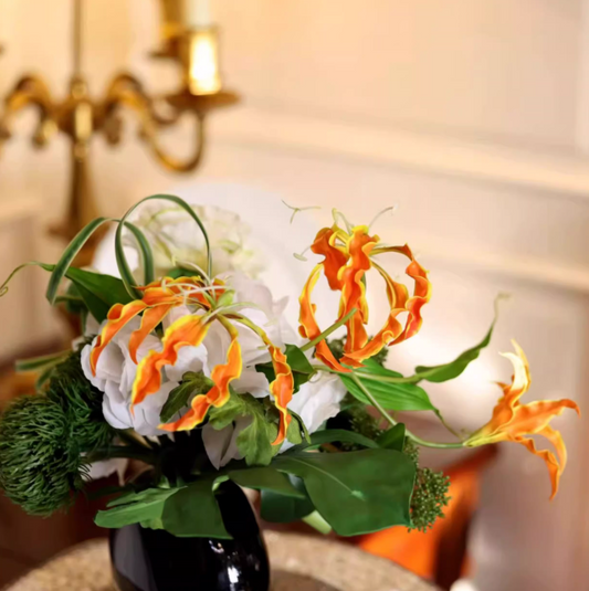 Amber Flame Lily – French Luxe Faux Floral Gift Arrangement