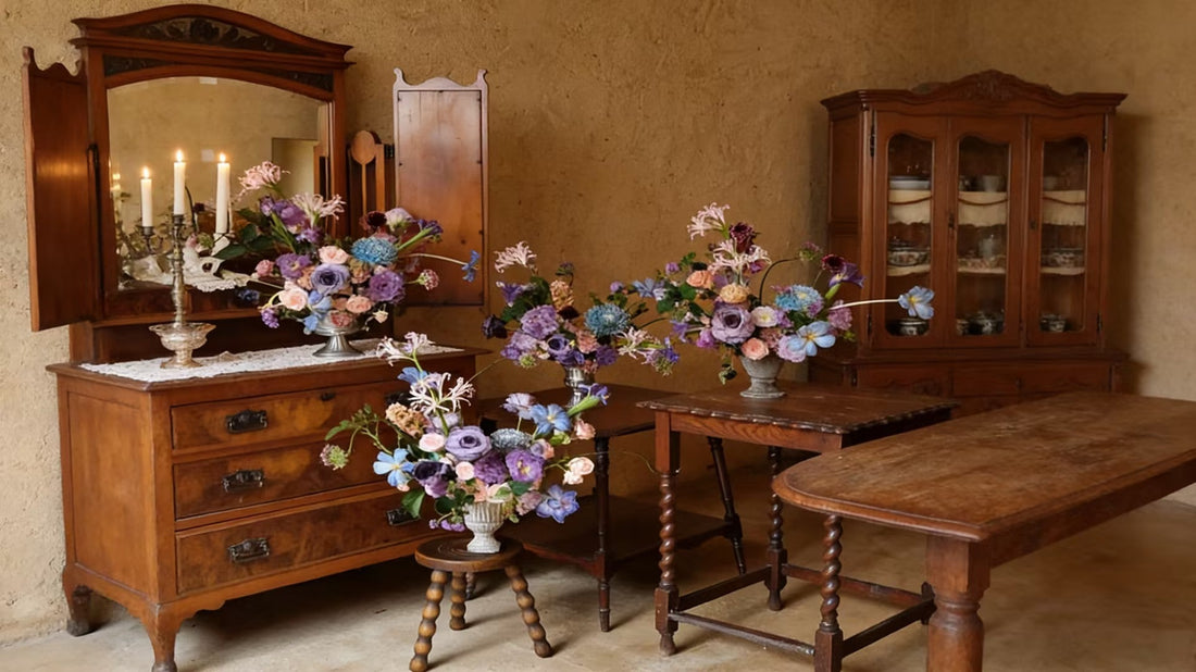 Black & Gold Bloom Noir – Luxury Faux Peony and Lily Floral Sculpture