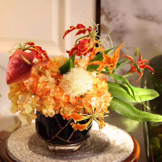 Anthurium Rouge – French-American Vintage Faux Floral Sideboard Accent