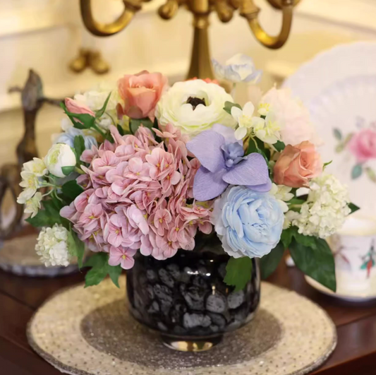 Powder Blue Hydrangea Soft-Touch Faux Floral Accent