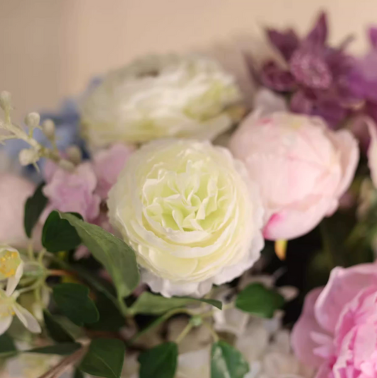 Tea Table Bloom – Mixed Faux Peony & Hydrangea Decorative Bouquet