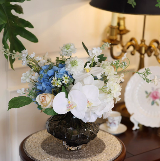 Blue Harmony Bouquet – Orchid, Hydrangea & Rose Faux Floral Decor