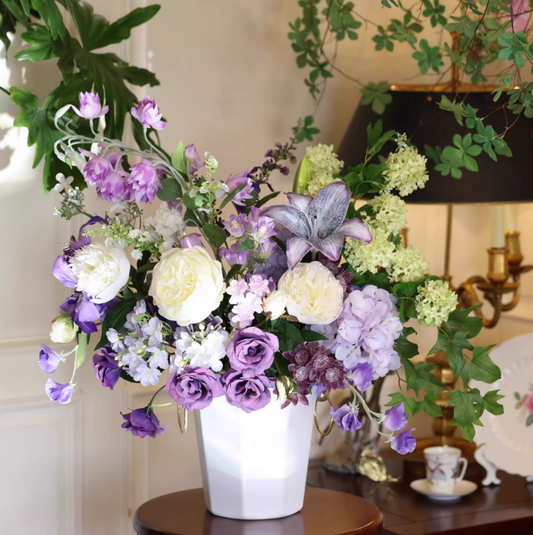 Amethyst Romance – Purple Faux Floral Handcrafted Display