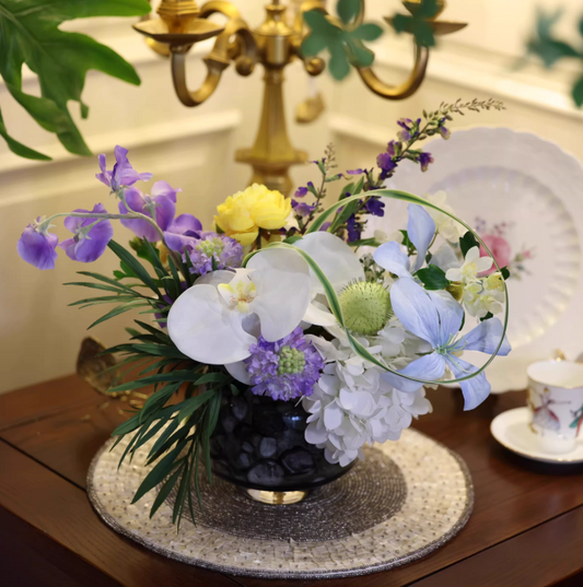 Mid-Century Violet DIY Bouquet – Handmade Faux Floral Arrangement