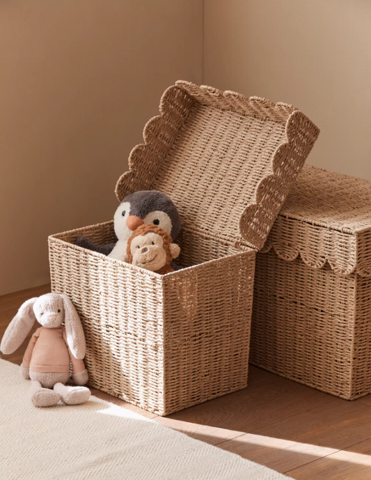 Nordic Paper-Weave Storage Basket – Lidded Organizer for Home