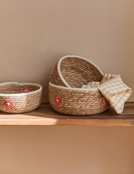 Round Grass Weave Basket – Coffee Table Fruit & Snack Organizer