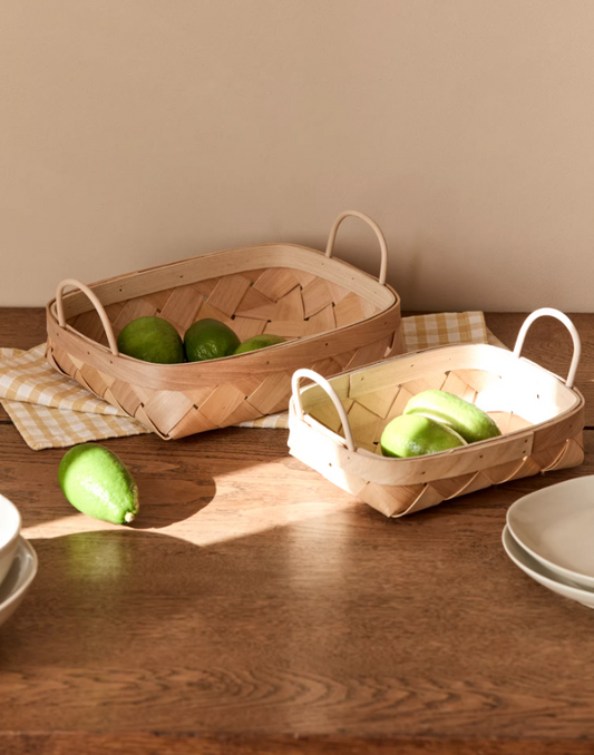 Rustic Wood Chip Basket – Handheld Kitchen Storage Solution