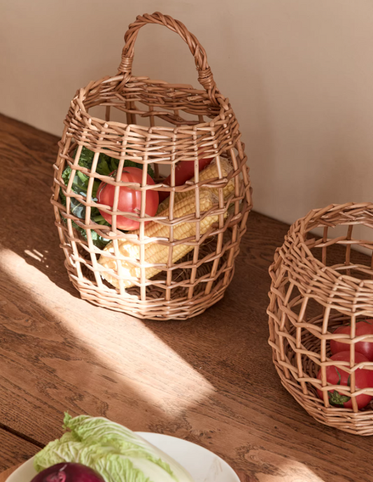 Vintage Market Basket – Small Handwoven Fruit & Egg Basket