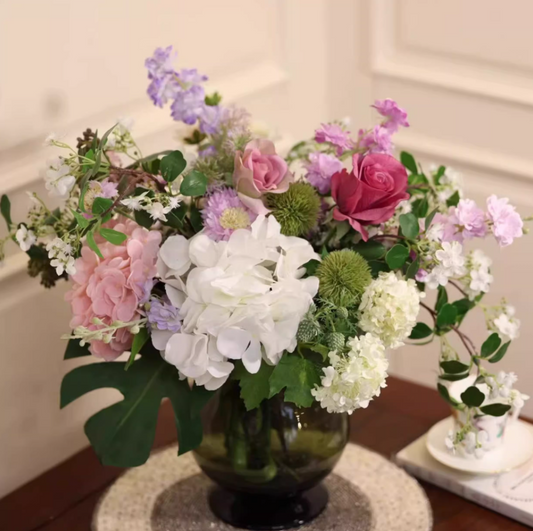 Wild Charm Blush – French Vintage Designer Faux Floral Table Arrangement