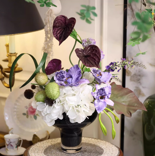 Iris & Anthurium Harmony – New Oriental Luxe Faux Floral Scene Set